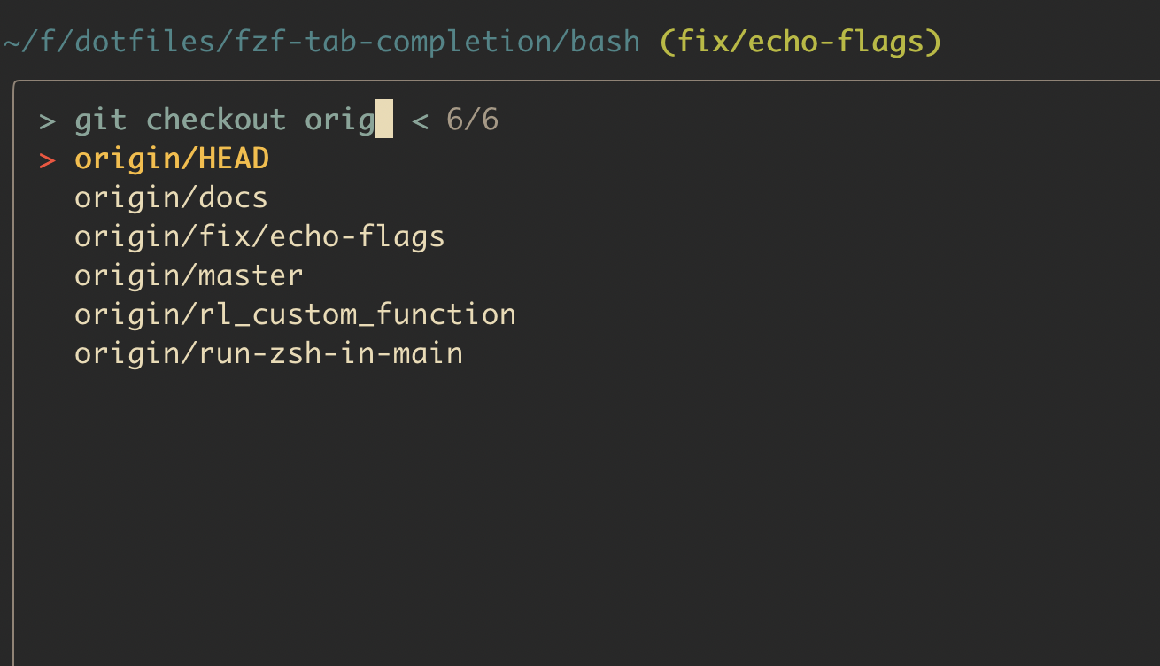 fzf-tab-completion git checkout completed